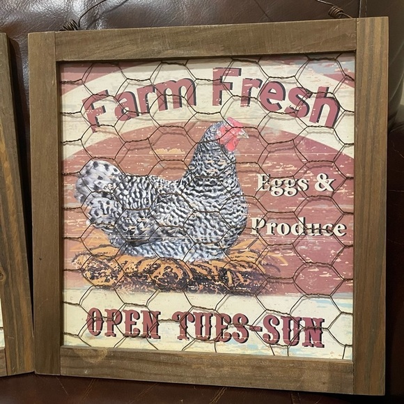 Farmhouse Kitchen Rooster and Cow Chicken Wire Pictures Country Farmhouse Decor - Picture 5 of 13